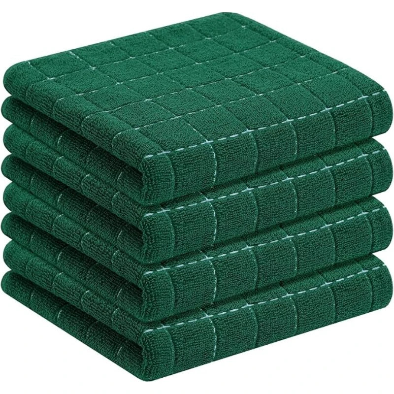 Zhejiang Terry Kitchen Towels 4 Pack, Vintage Checkered Design, Super Absorbent Cloths For Kitchen Countertop Cleaning