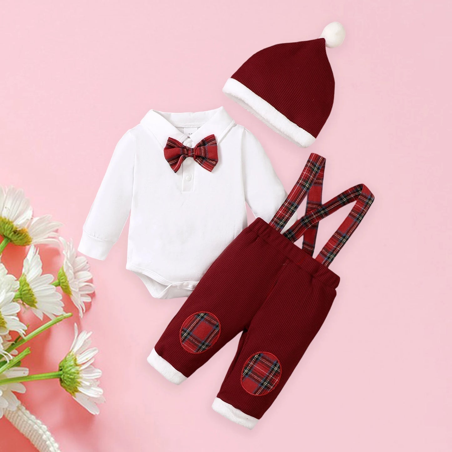 Toddler Holiday 3-Piece Romper Set With Hat