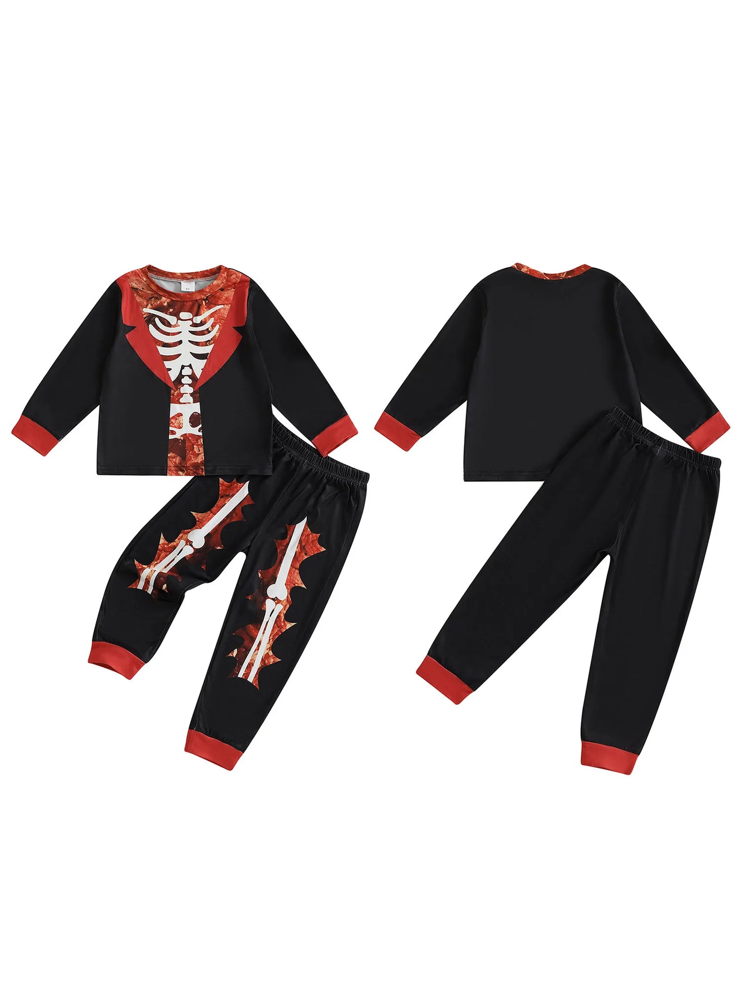 Emmababy Kids Skeleton Print Halloween Piece Costume Set