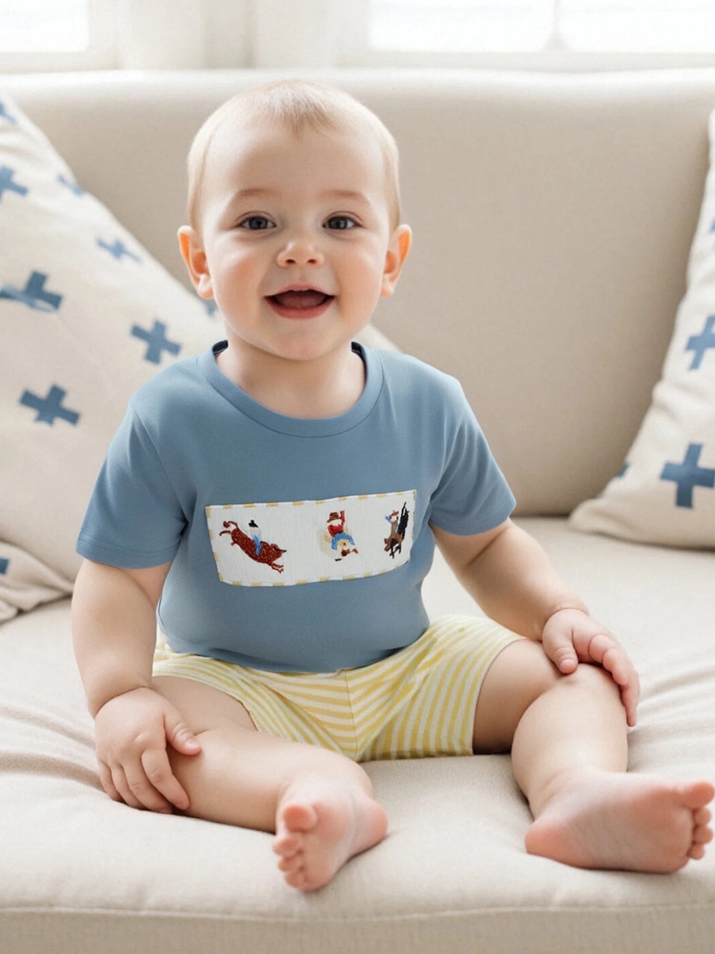 Guangdong Toddler Cowboy Style Shirt And Shorts Set