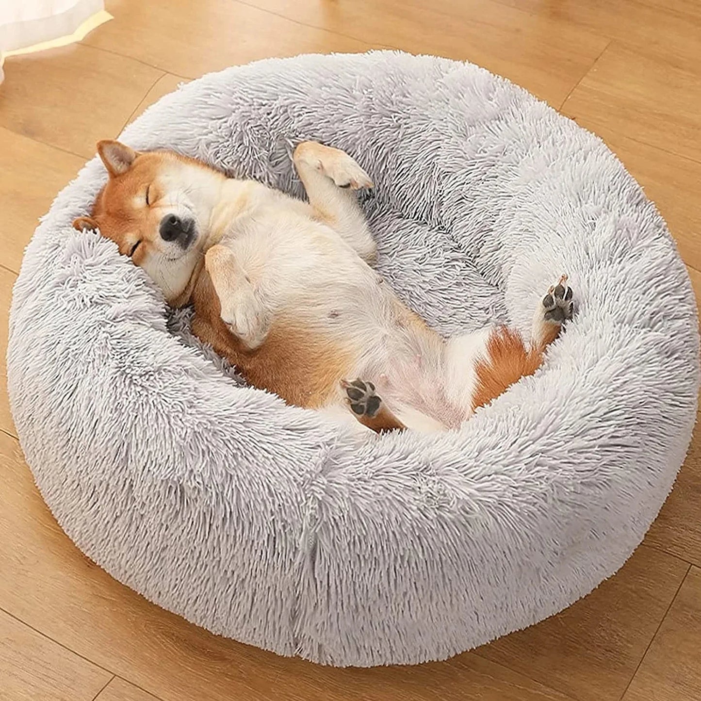 Donut Dog Bed Warm Plush Calming Cradle For Pets Cozy