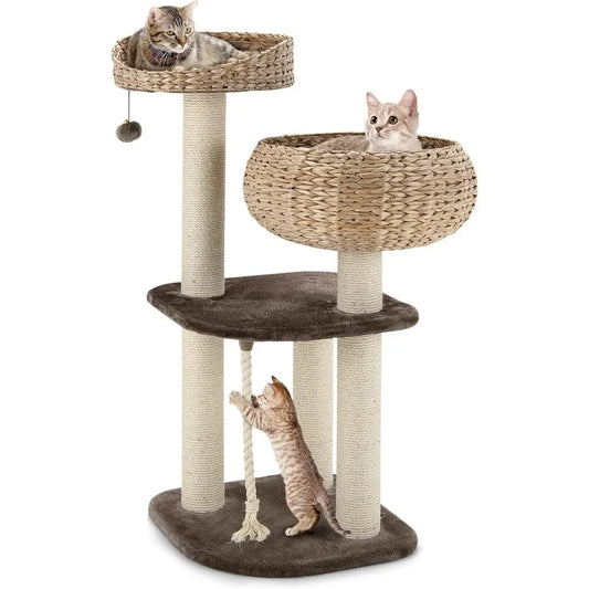 Modern Cat Tree with Natural Sisal Scratching Post and Condo