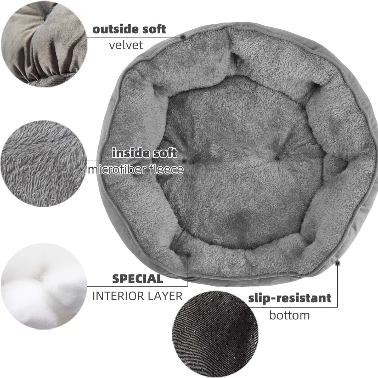 Corduroy Pet Bed Soft Washable Non Slip Base for Pets