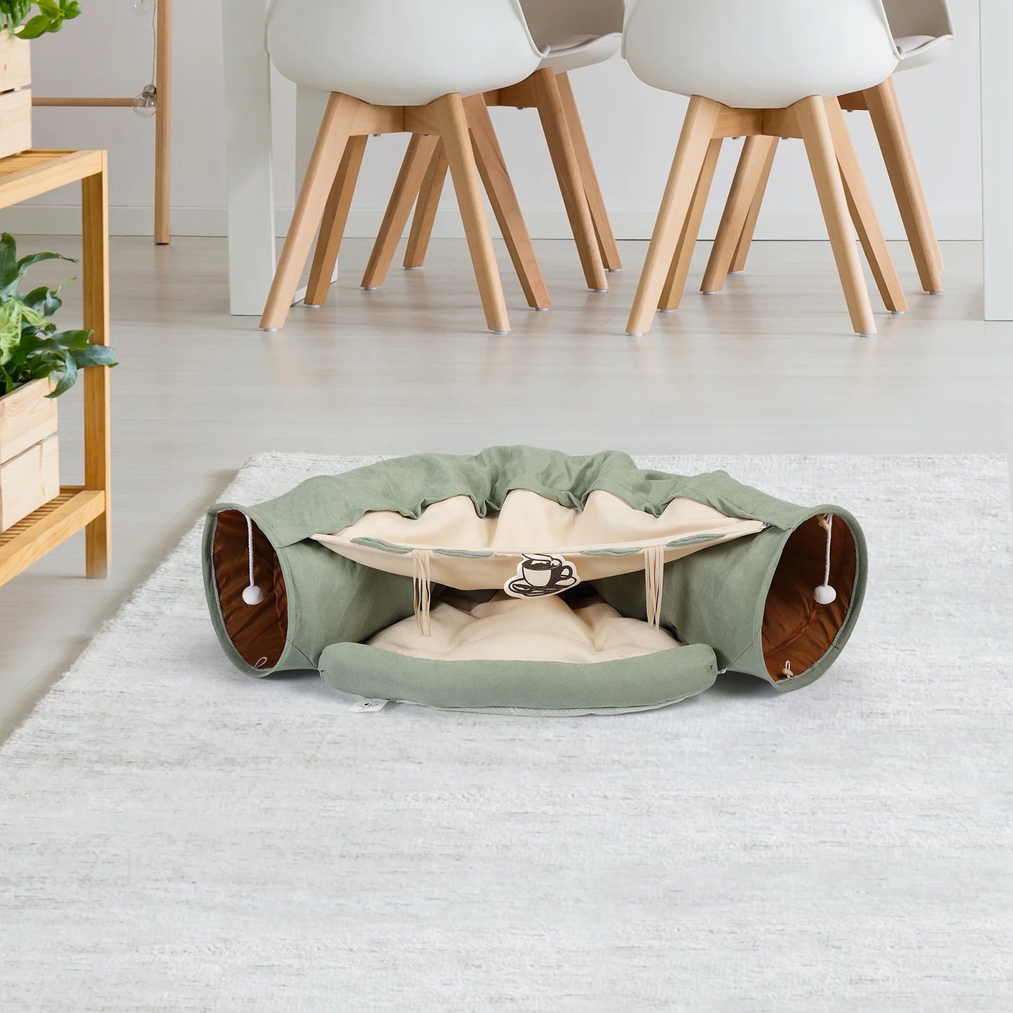 Cat Telescopic Tunnel Bed with Teasing Balls for Felines