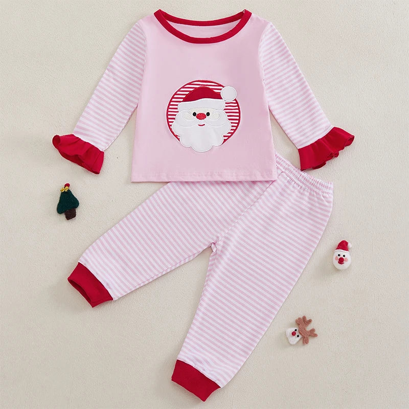 Toddler Festive Santa Claus Two Piece Set With Striped Pants