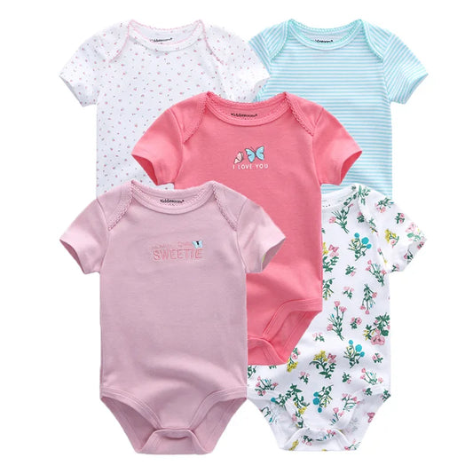 Kiddiezoom 5 Piece Cartoon Jumpsuit Set Cotton Baby Summer