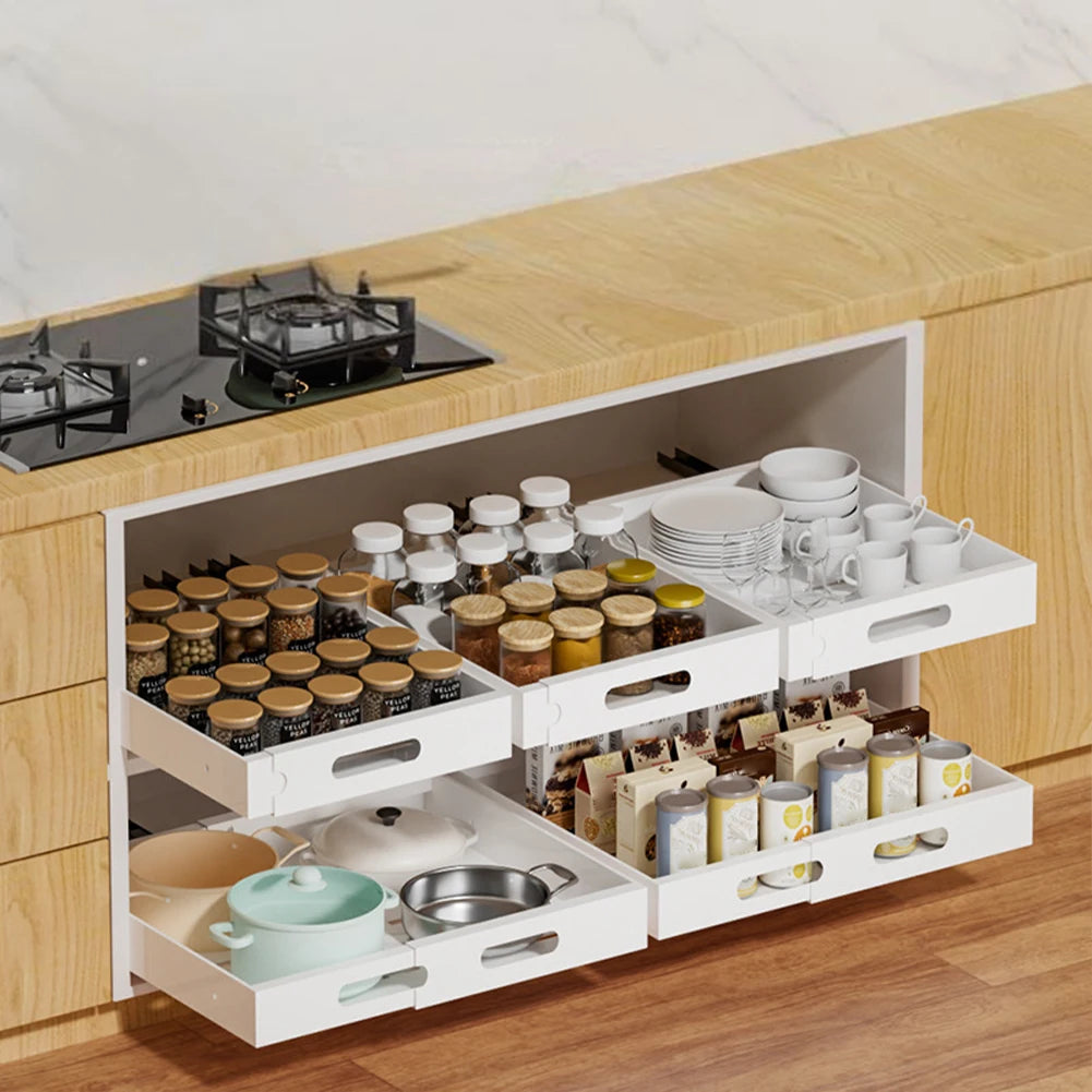 Telescopic Drawer Organizer for Kitchen Cabinets Cupboards