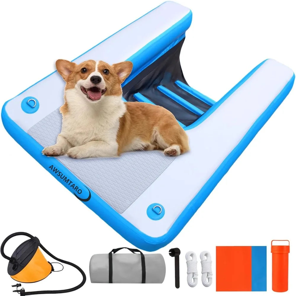 Inflatable Dog Dock Ramp 200 Lbs Load Bearing Water Safety