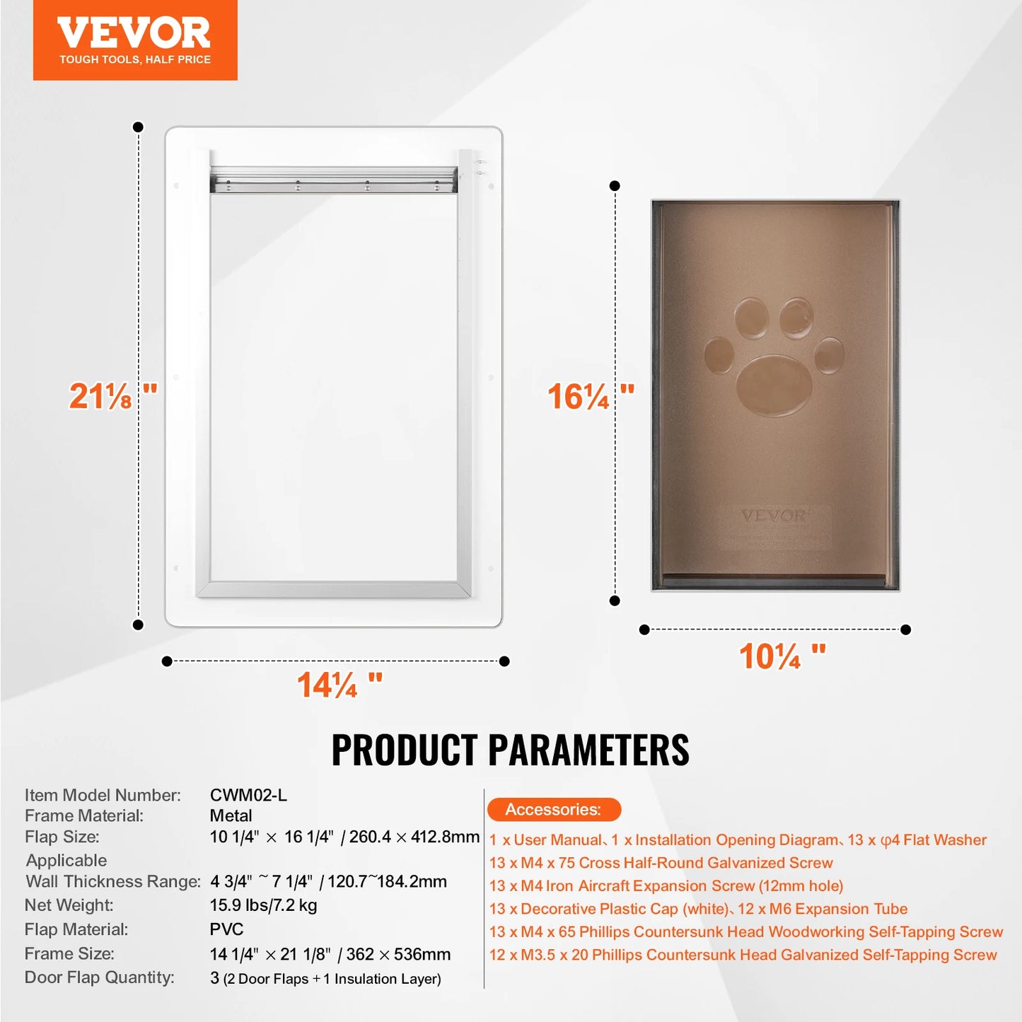 Weatherproof Metal Pet Door with Lock and Easy Installation