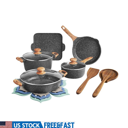 Prairie Cast Aluminum Cookware Nonstick Glass Lids Set
