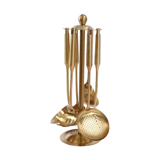 Seven Piece Stainless Steel Utensil Set With Holder