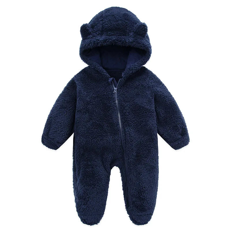 Velvet Hooded Baby Romper Jumpsuit For Newborns And Toddlers