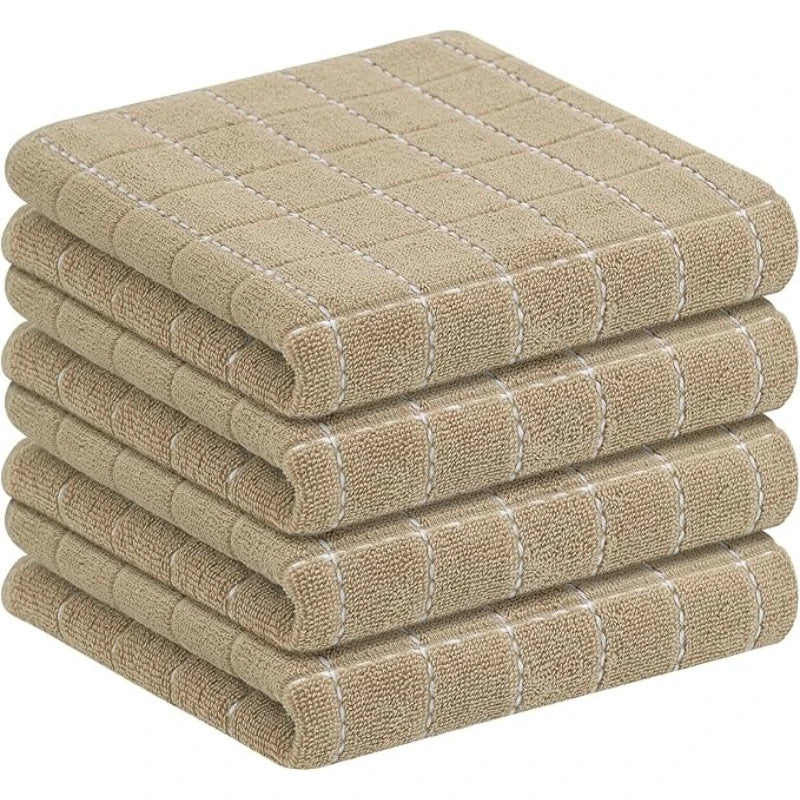 Zhejiang Terry Kitchen Towels 4 Pack, Vintage Checkered Design, Super Absorbent Cloths For Kitchen Countertop Cleaning