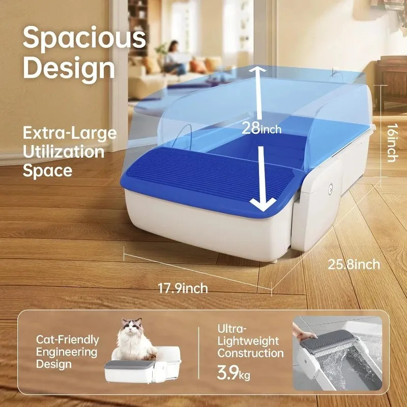 VOFORD Infrared-Enabled Intelligent Cat Litter Box Self-Cleaning Semi Enclosed Tray