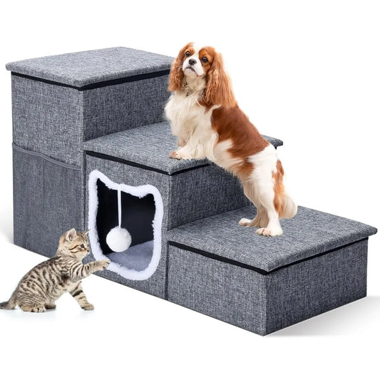 Bilibrara Foldable Dog Stairs Non Slip 3 Step Pet Steps