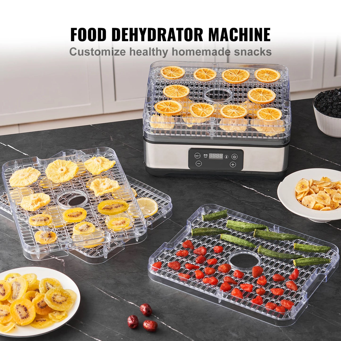 VEVOR 5 Tray Food Dehydrator Machine With Digital Timer
