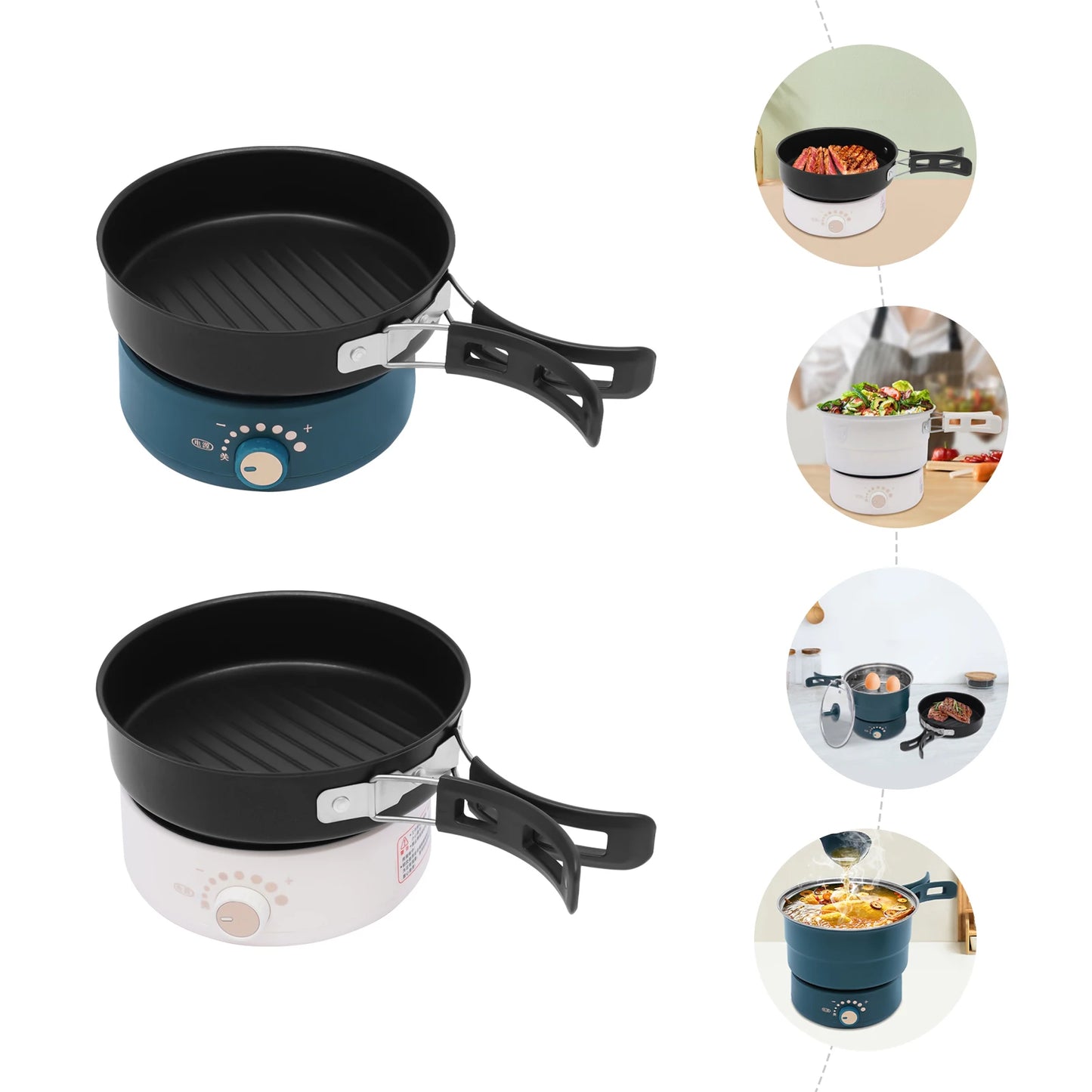 500W Electric Hot Cooker Portable Steamer Glass Lid 110V