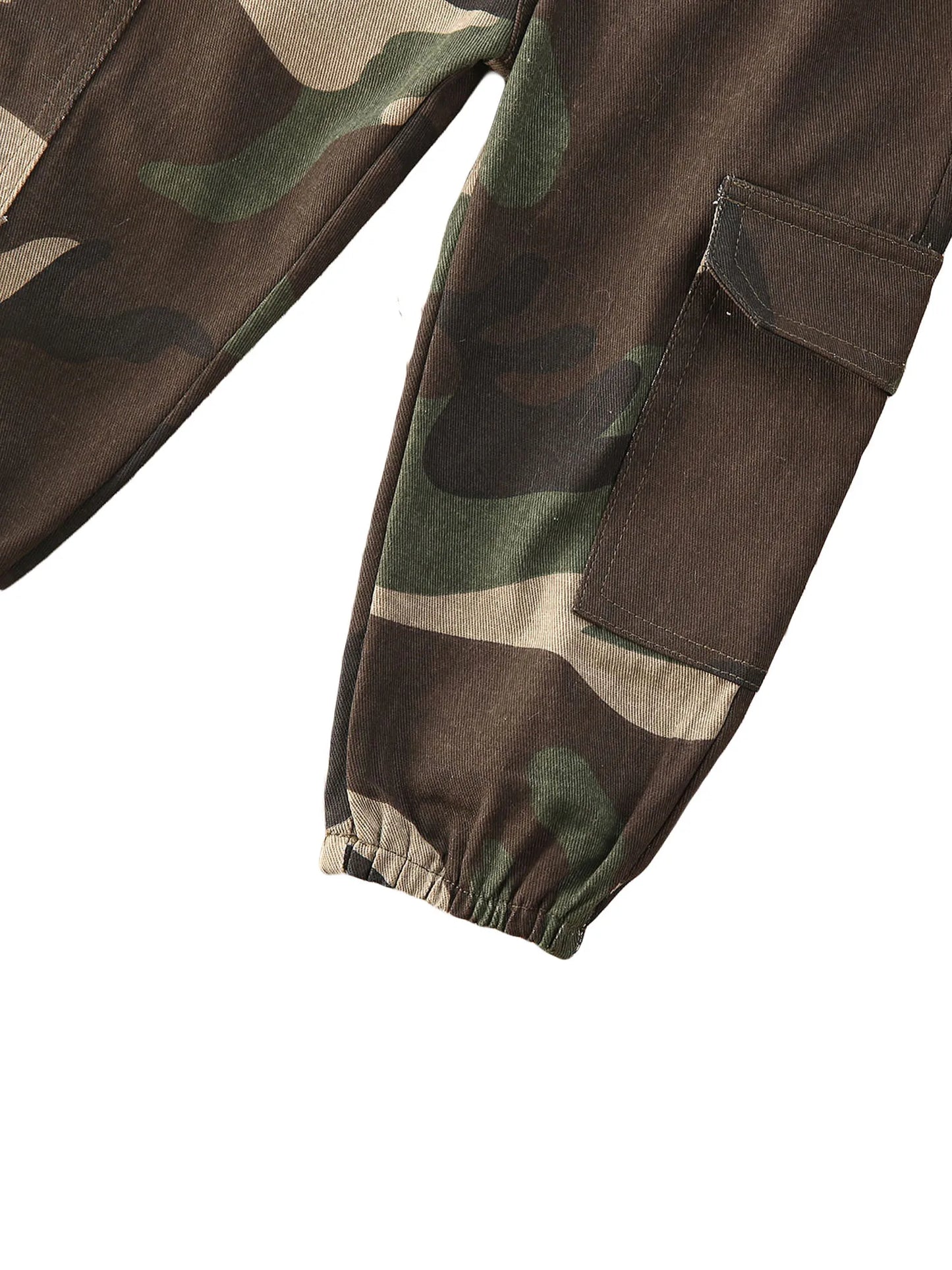 Pudcoco Toddler Girl Boat Neck Crop Top Camouflage Pants