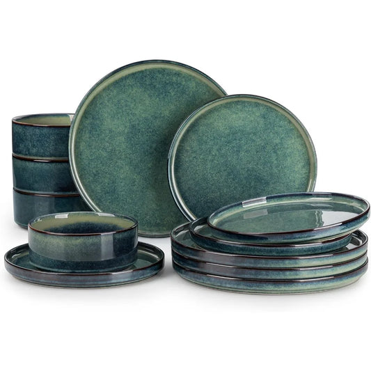 Starry Stoneware Dinnerware Set For 4 Dishwasher Safe