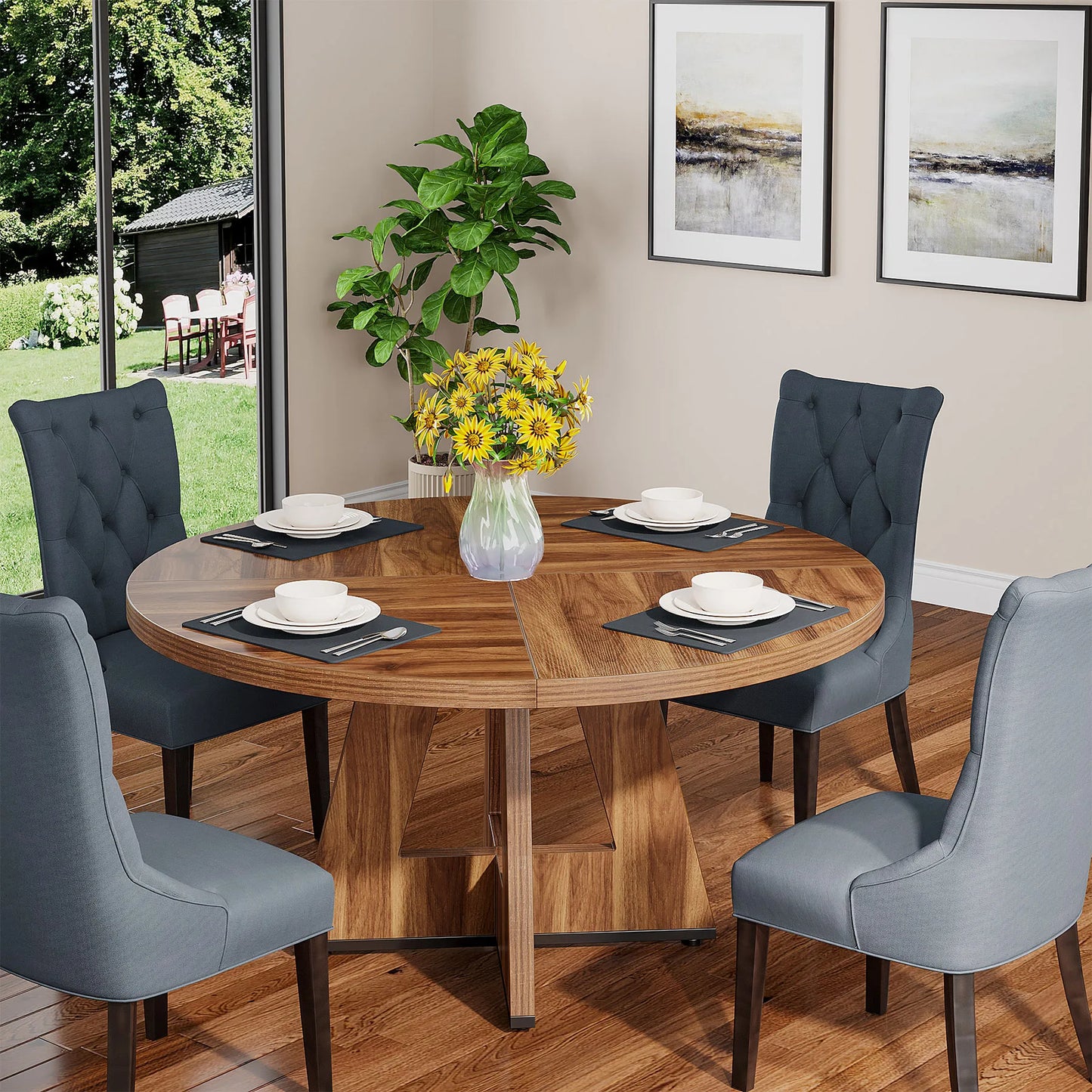 Tribesigns Modern Round Dining Table Farmhouse Kitchen