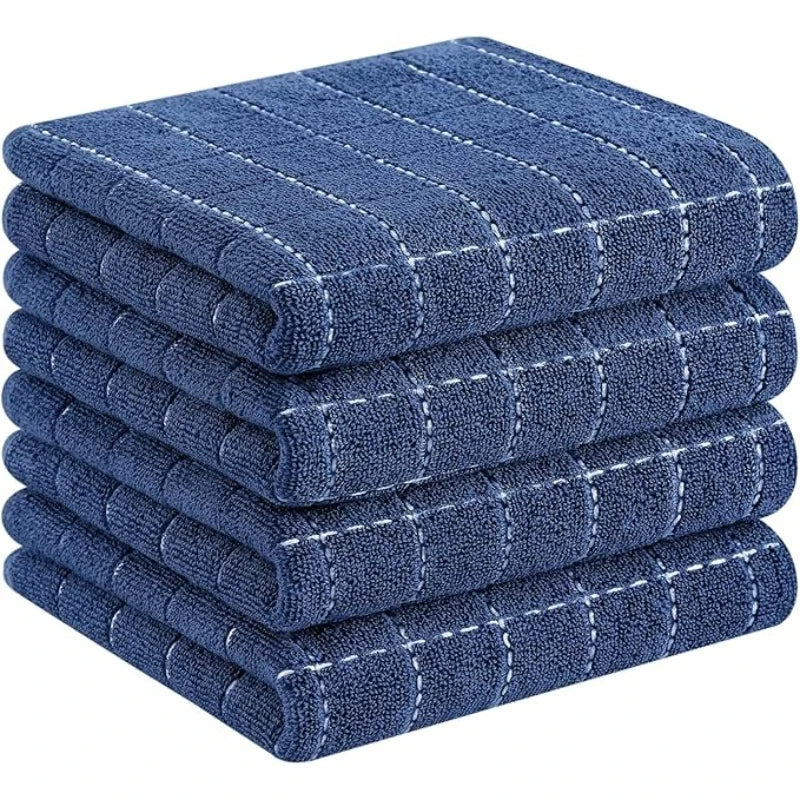 Zhejiang Terry Kitchen Towels 4 Pack, Vintage Checkered Design, Super Absorbent Cloths For Kitchen Countertop Cleaning