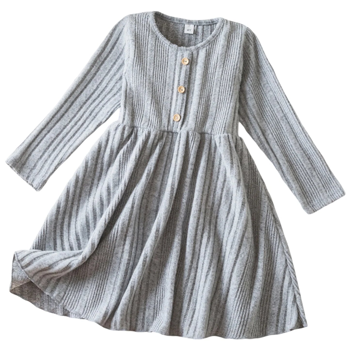 Emmababy Toddler Knit Dress With Embroidery And Ruffle Hem