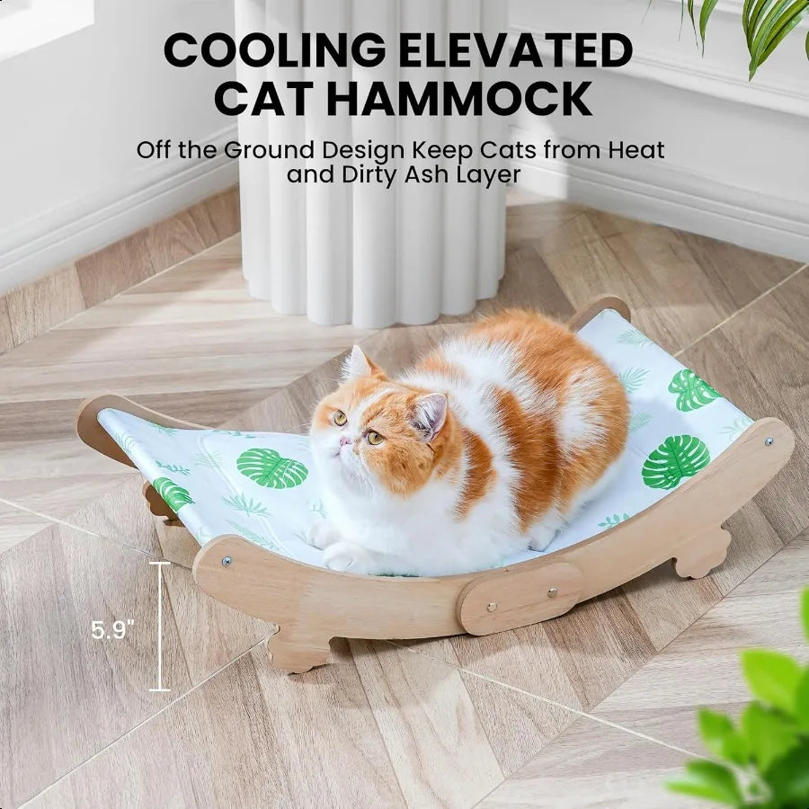 Cat Cooling Mat Elevated Hammock for Comfortable Pet Relaxation