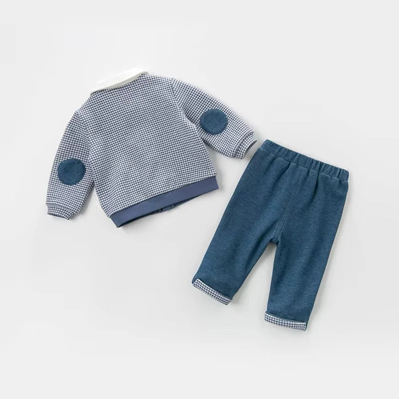 Dave Bella Boys Plaid Knit Two Piece Set Long Sleeve