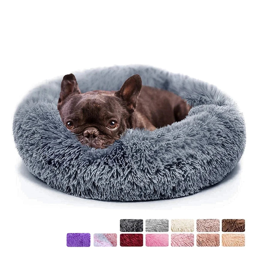 Donut Dog Bed Warm Plush Calming Sofa Cushion for Pets