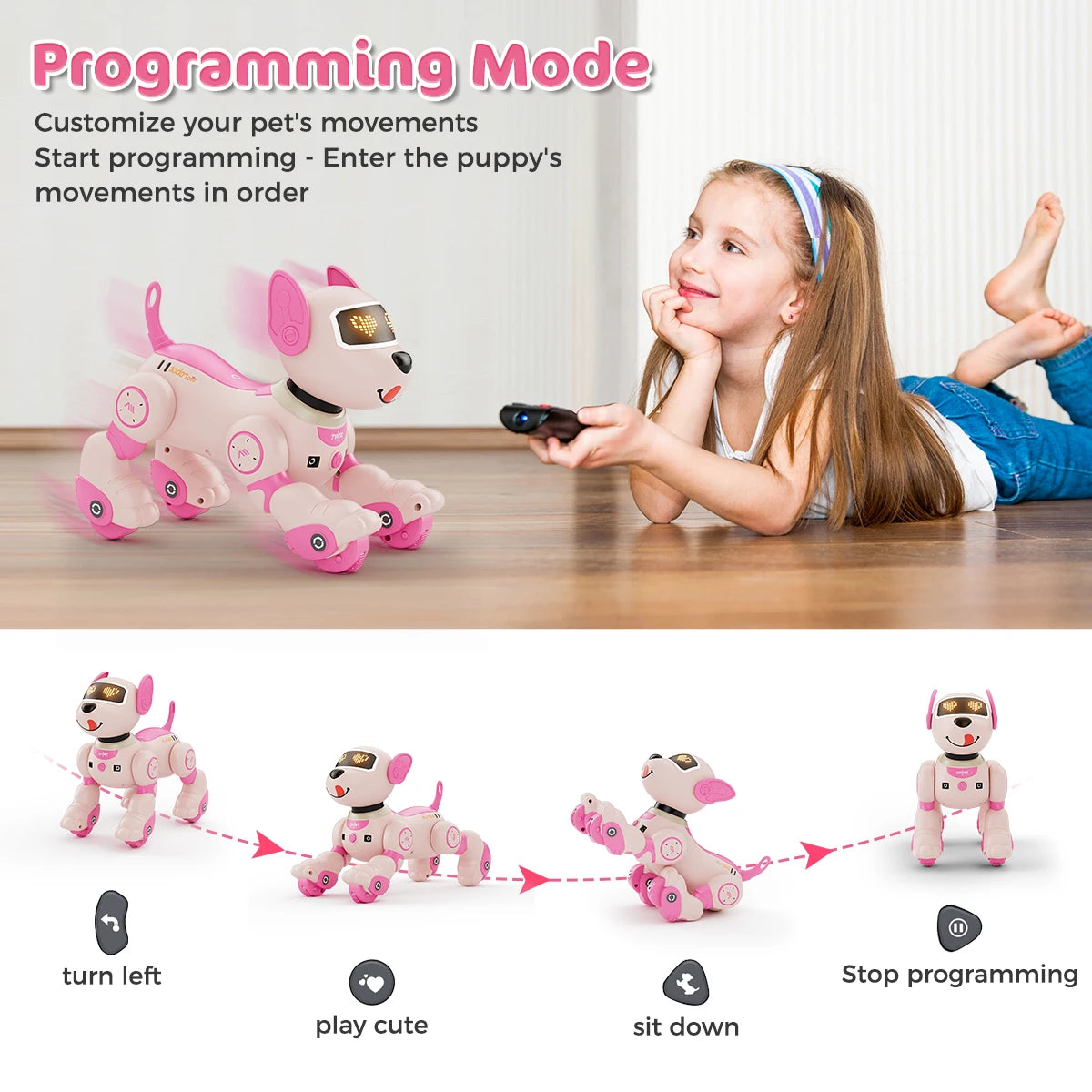VATOS Robot Dog Toy For Kids Remote Control Touch Sensor