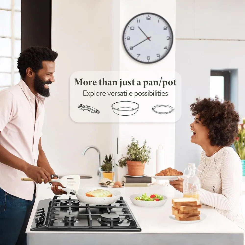 Healthy Ceramic Nonstick Cookware Set Removable Handles