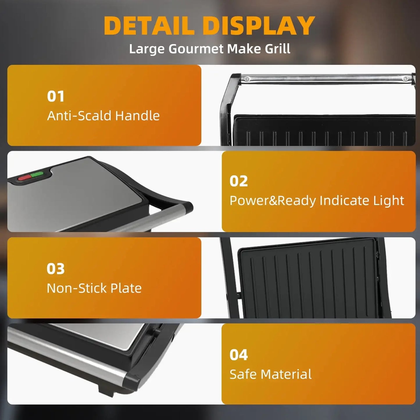 SZRSTTH Panini Press Grill Nonstick Plates Indoor Electric