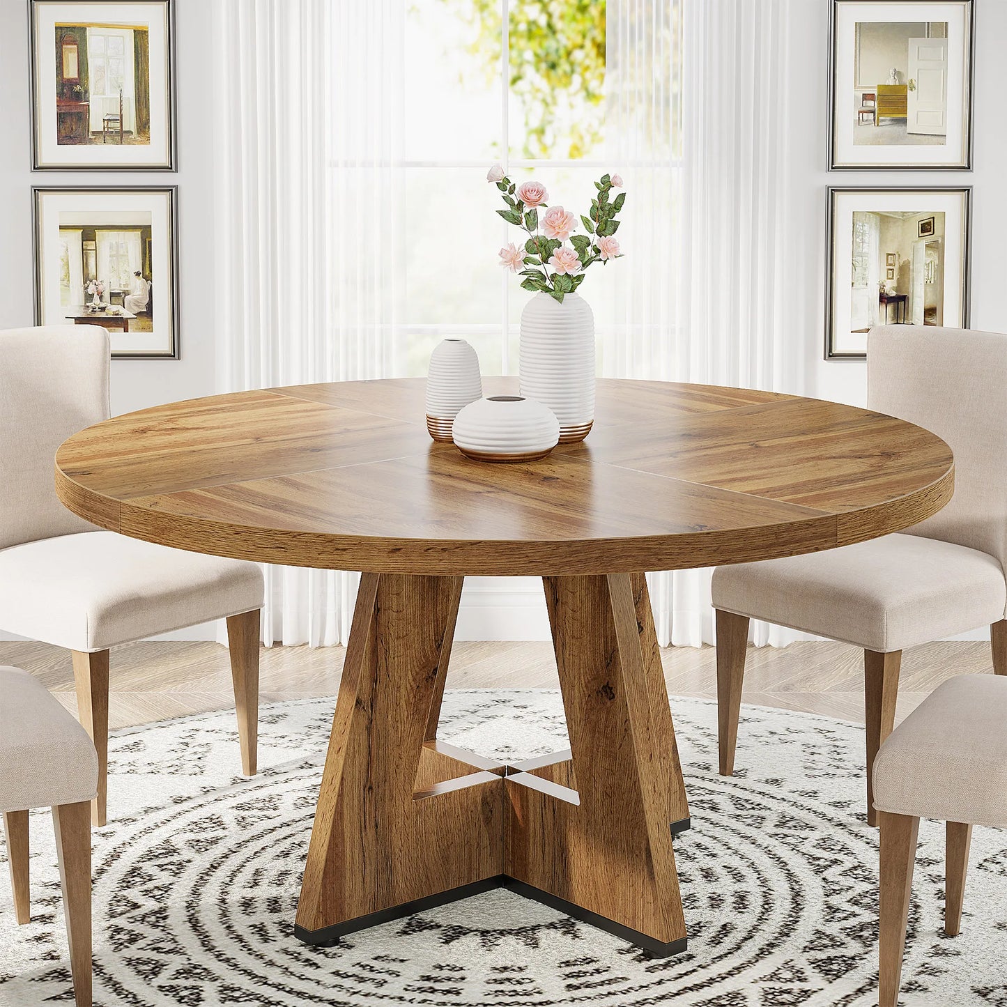 Tribesigns Modern Round Dining Table Farmhouse Kitchen