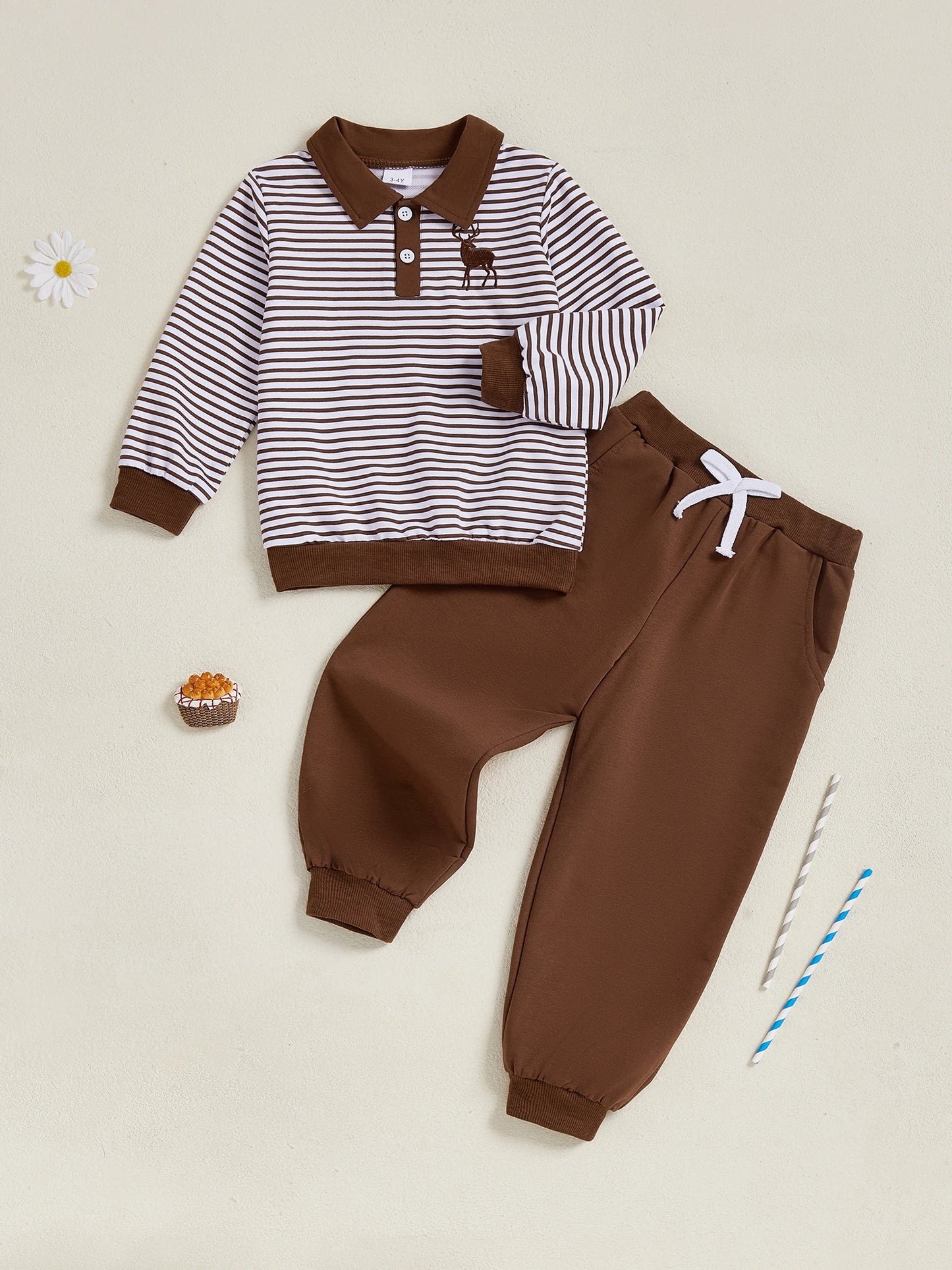 CN Guangdong Boys Winter Two Piece Reindeer Embroidery Plaid