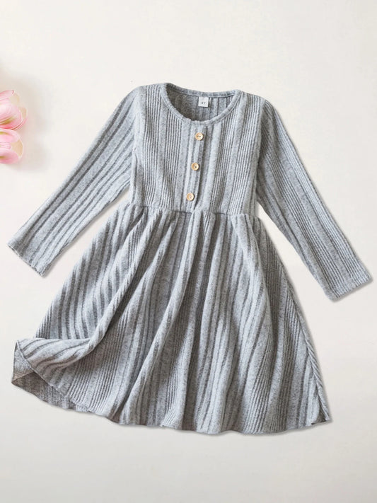 Emmababy Toddler Knit Dress With Embroidery And Ruffle Hem
