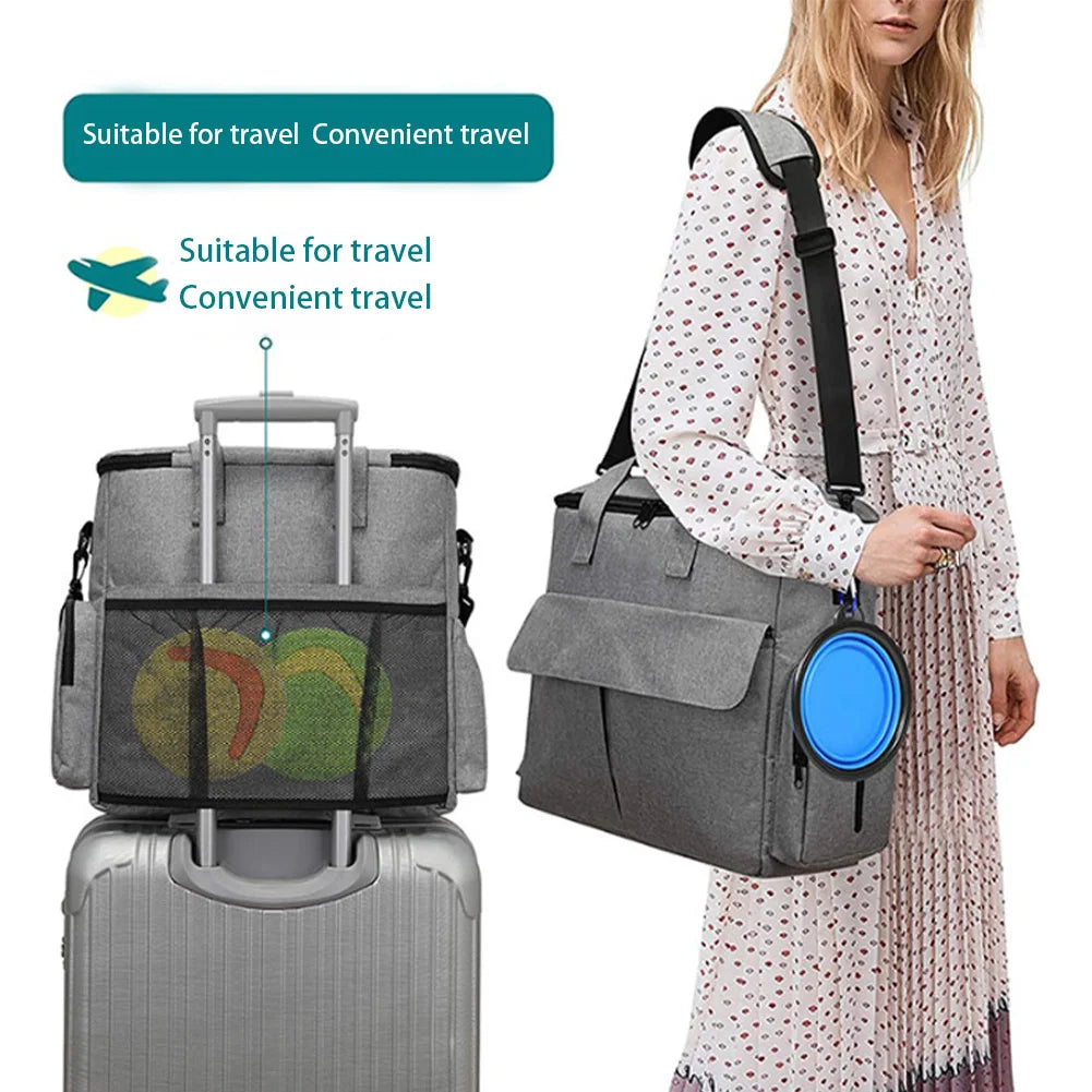 Dog Travel Backpack Organizer with Food Bags and Bowls