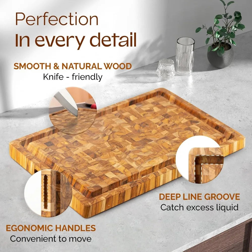 Yes4All Durable Teak End Grain Cutting Board For Kitchen