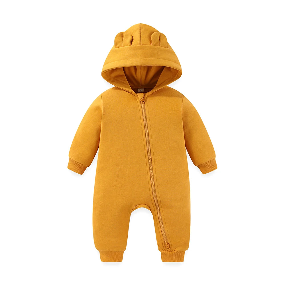 Cozy Long Sleeve Hooded Romper For Baby Boys And Girls