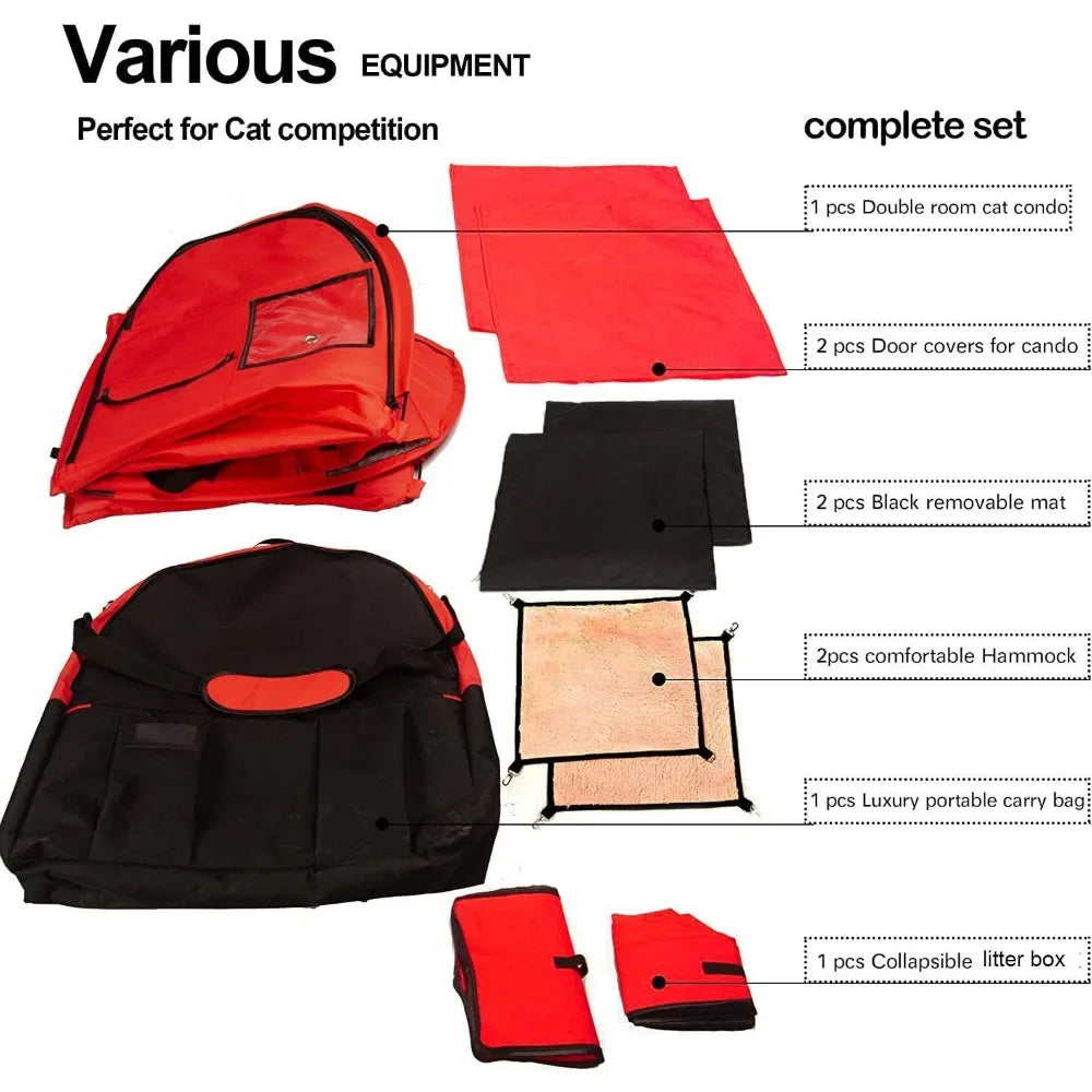 Mispace Portable Twin Compartment Cat Cage Condo