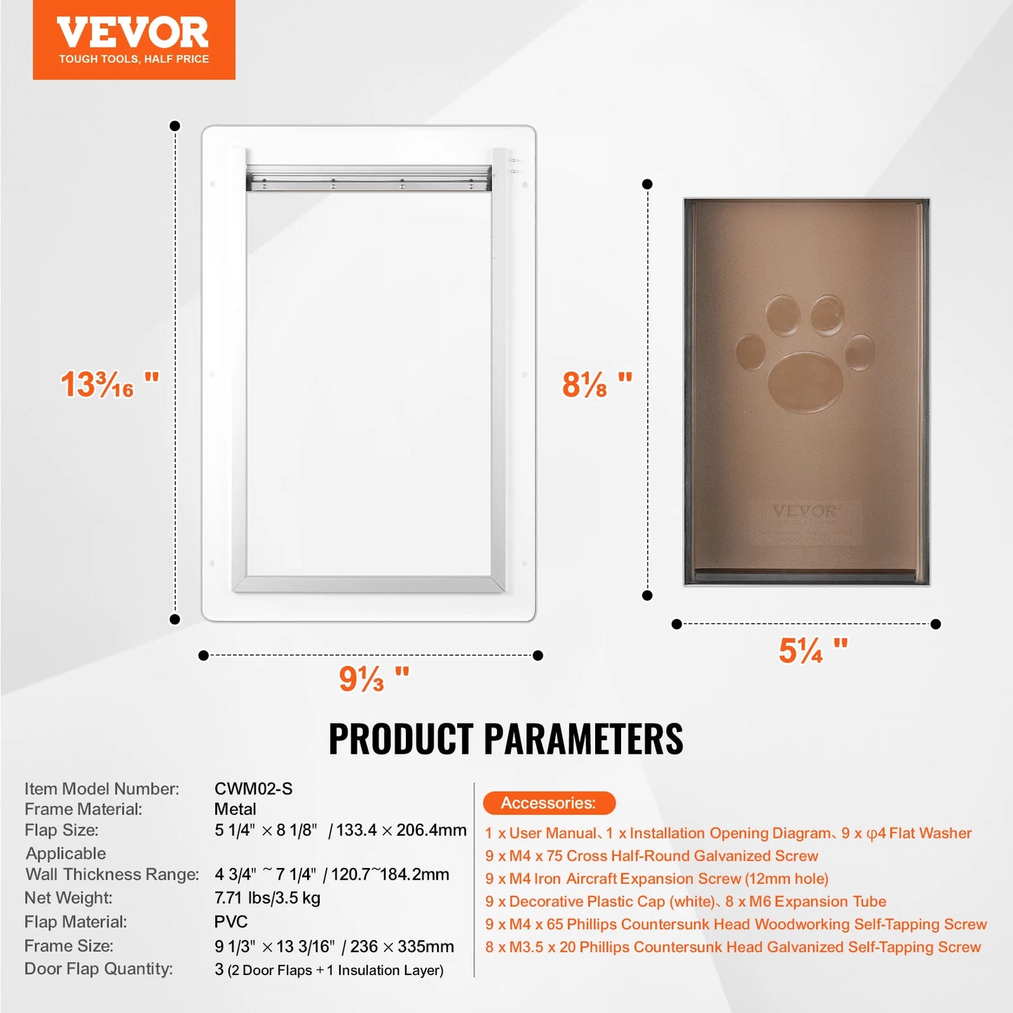 Weatherproof Metal Pet Door with Lock and Easy Installation