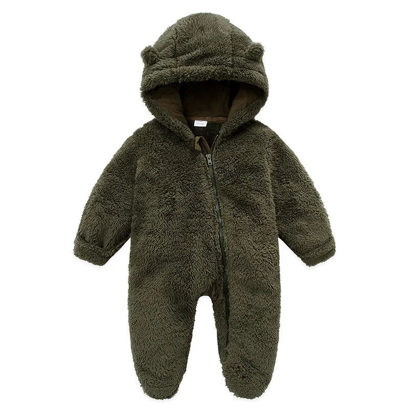 Velvet Hooded Baby Romper Jumpsuit For Newborns And Toddlers