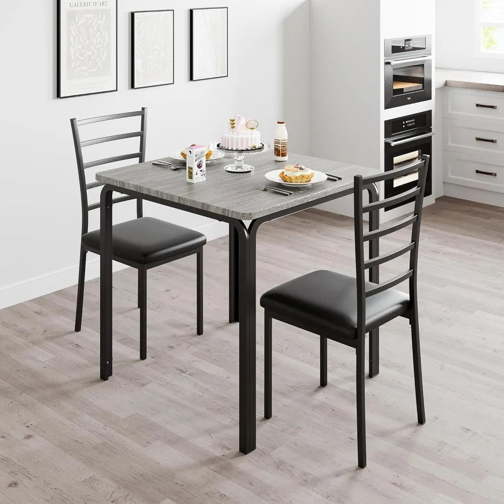 Modern Dining Set For Two With Metal Frame Wood Top