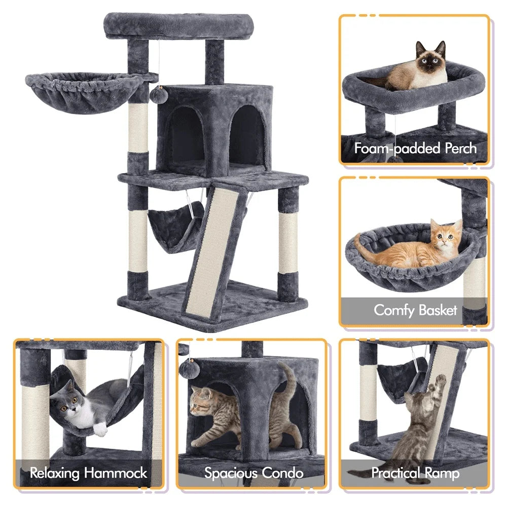 DUTRIEUX Cat Tree Tower Multi Level Scratching Posts Plush