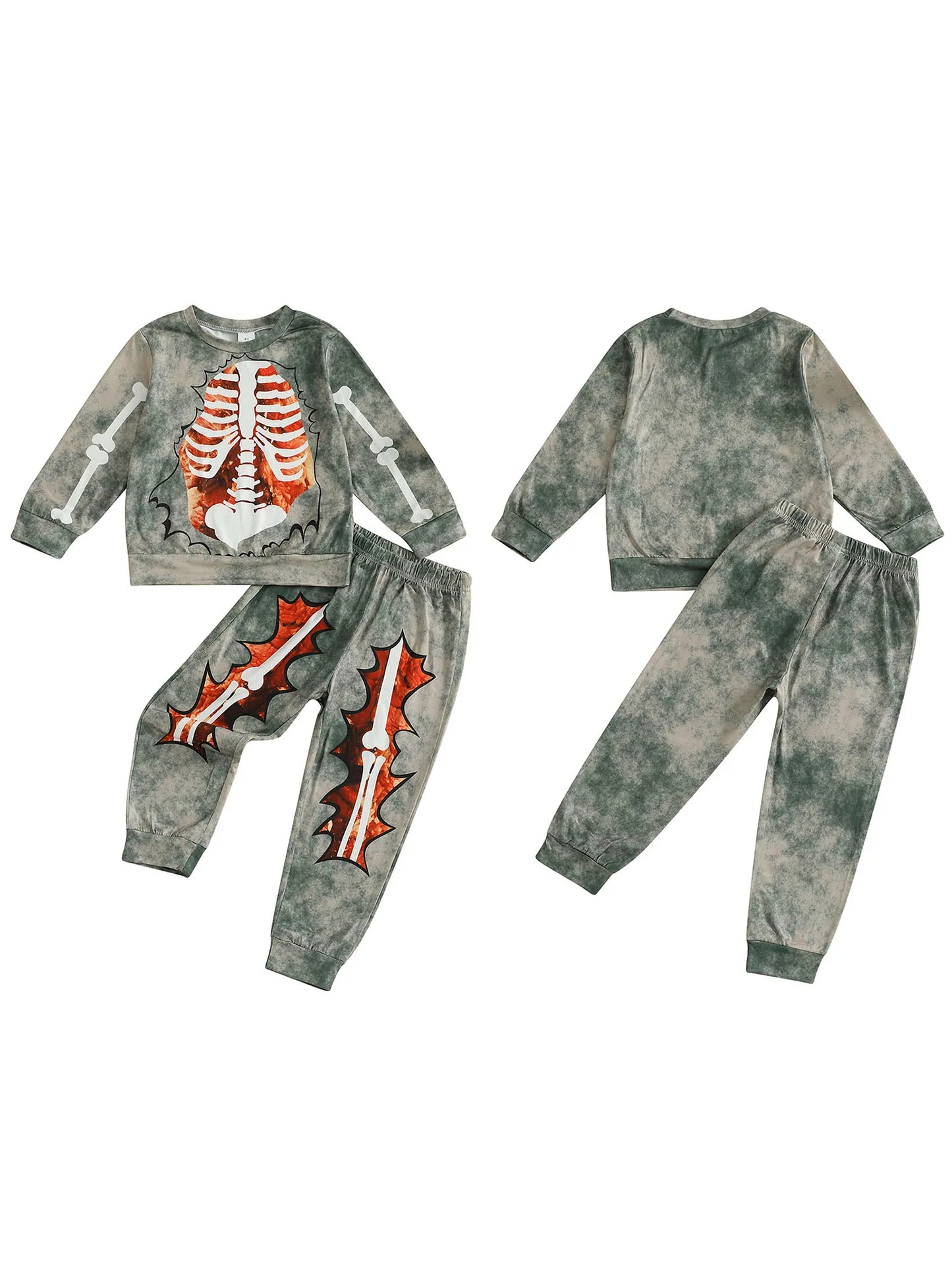 Emmababy Kids Skeleton Print Halloween Piece Costume Set