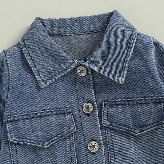 Pudcoco Kids Denim Jacket With Embroidered Patchwork Detail
