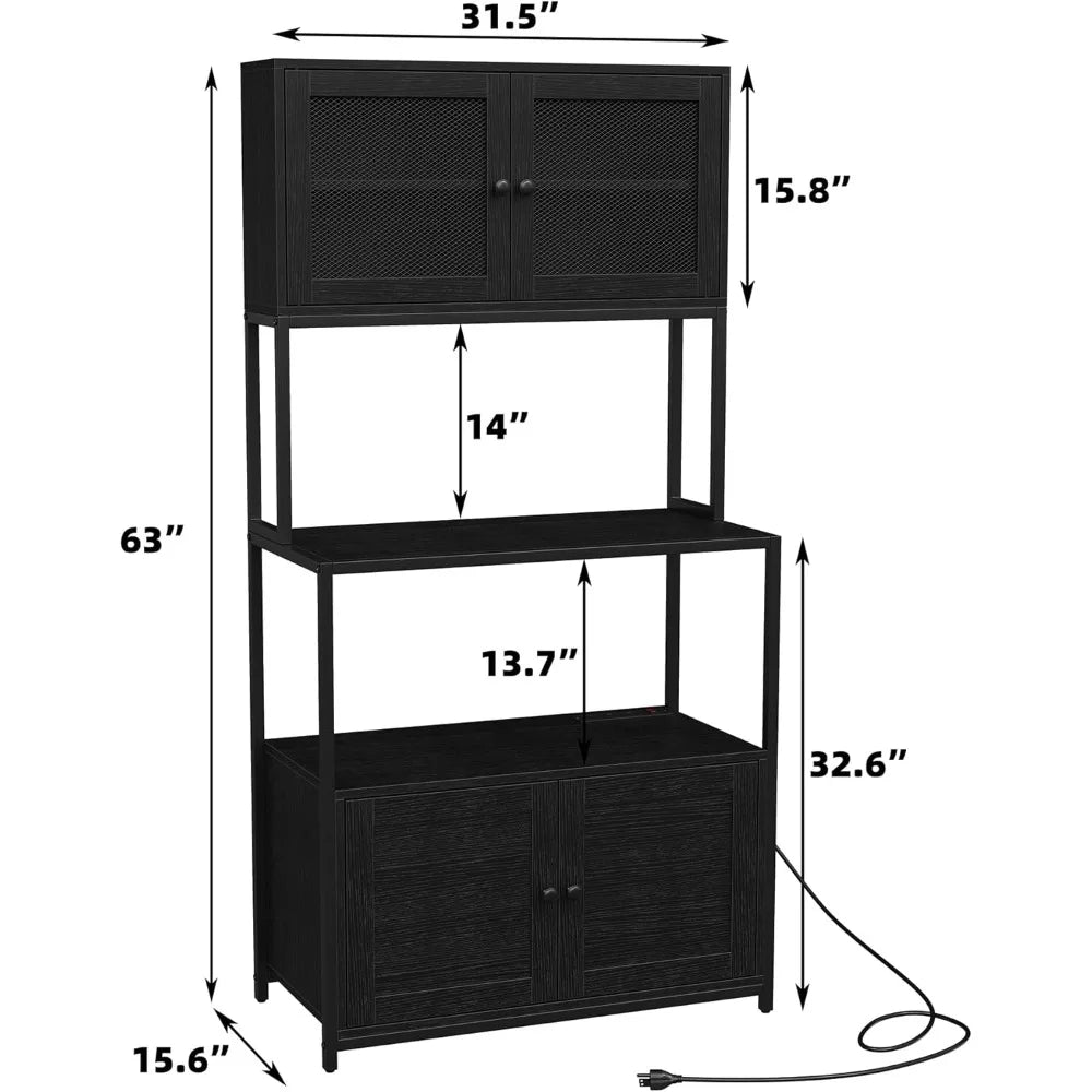 6 Tier Kitchen Bakers Rack With Power Outlet Shelves