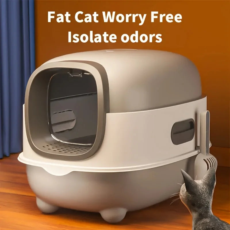 Cat Litter Box Top-Entry Foldable Anti-Splash Odor Control