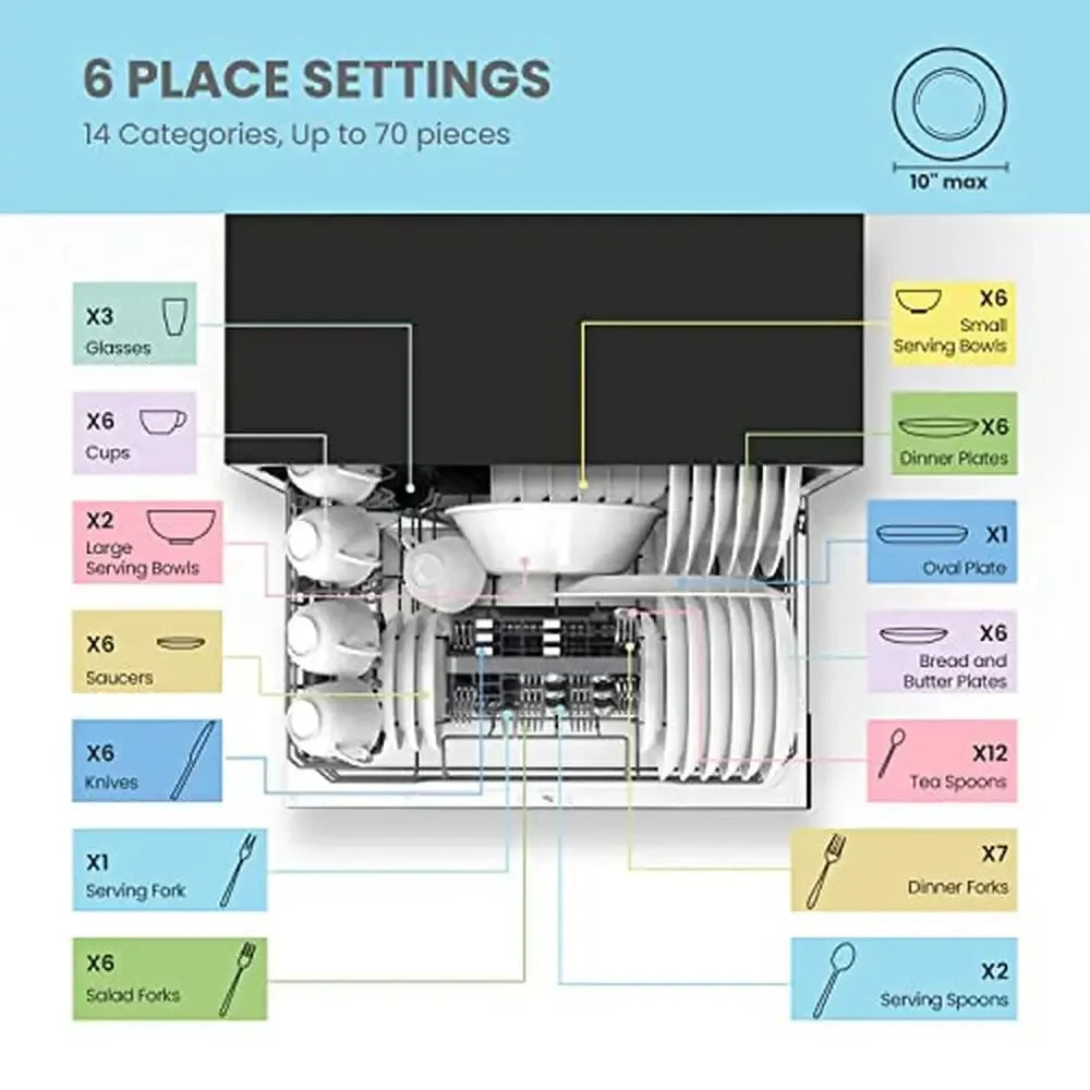 XMSJ Portable Countertop Dishwasher 6 Place Settings