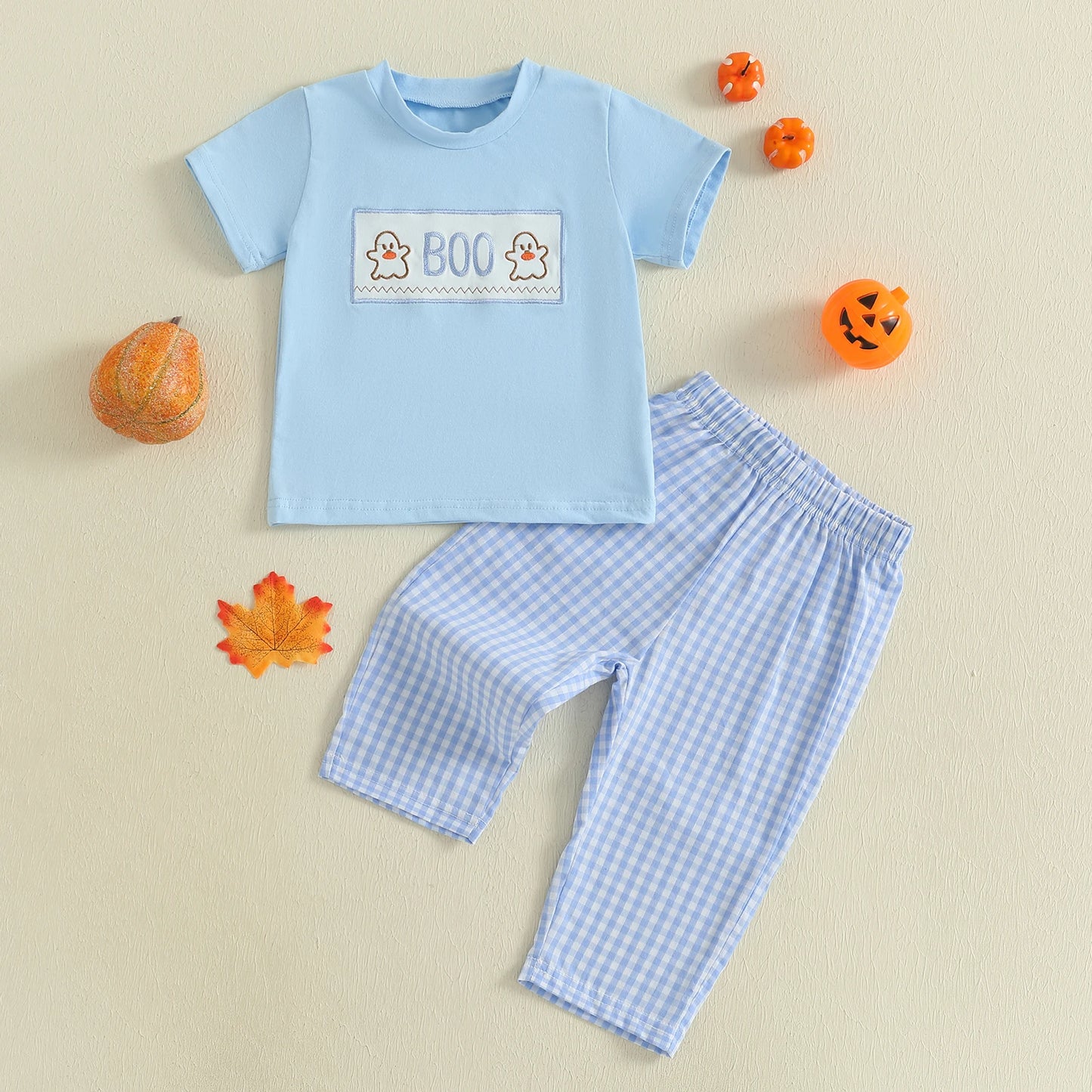 Pudcoco Ghost Embroidery Baby Toddler 2 Piece Outfit Set