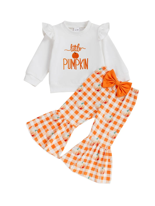 Toddler Halloween Costume Set Plaid Top And Flare Pants
